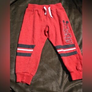 Disney Red Mickey Jogger Sweatpants with Stripe Accents